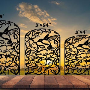 Hummingbird Arch Gate / Custom Metal Garden Gate / Laser Cut Steel / Artistic Outdoor Entry / Made to Order