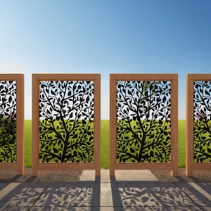 Metal Privacy Screen with Birds | Decorative Steel Panel image 2