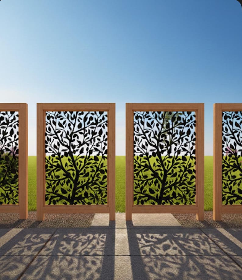 Metal Privacy Screen with Birds | Decorative Steel Panel image 2