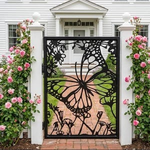 Butterfly Garden Gate: Ornamental Steel Yard Art