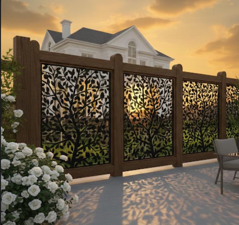 Metal Privacy Screen with Birds | Decorative Steel Panel image 5