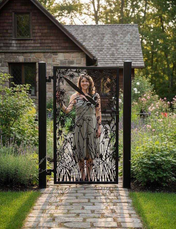 Dragonfly Metal Garden Gate I Decorative Steel Pedestrian Entry