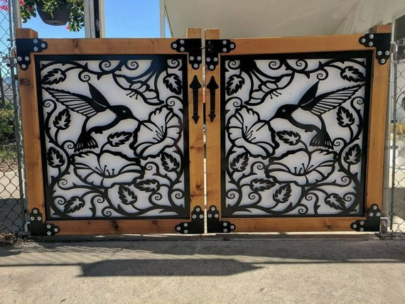 Hummingbird Wood Frame Metal Gates Pedestrian Metal Entry - Etsy