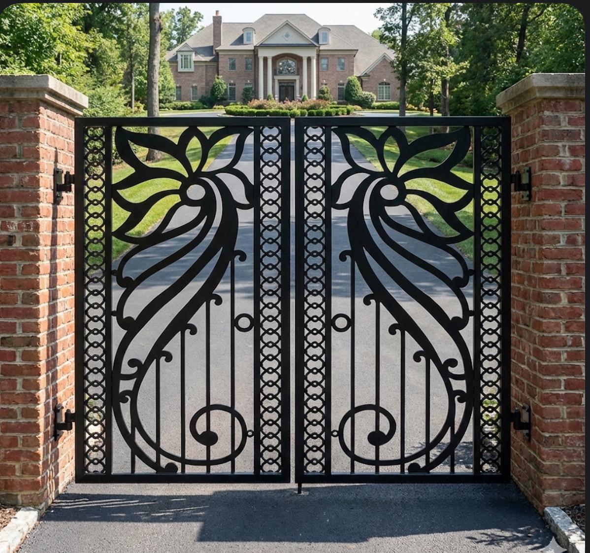 Custom Metal Driveway Gate With Walk-thru: Decorative Steel Entry - Etsy
