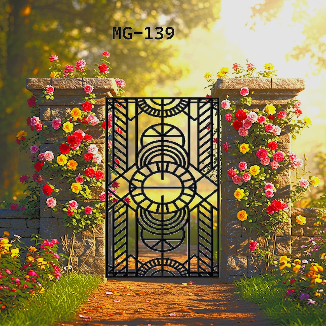 Geometric Metal Garden Gate: Handcraf...