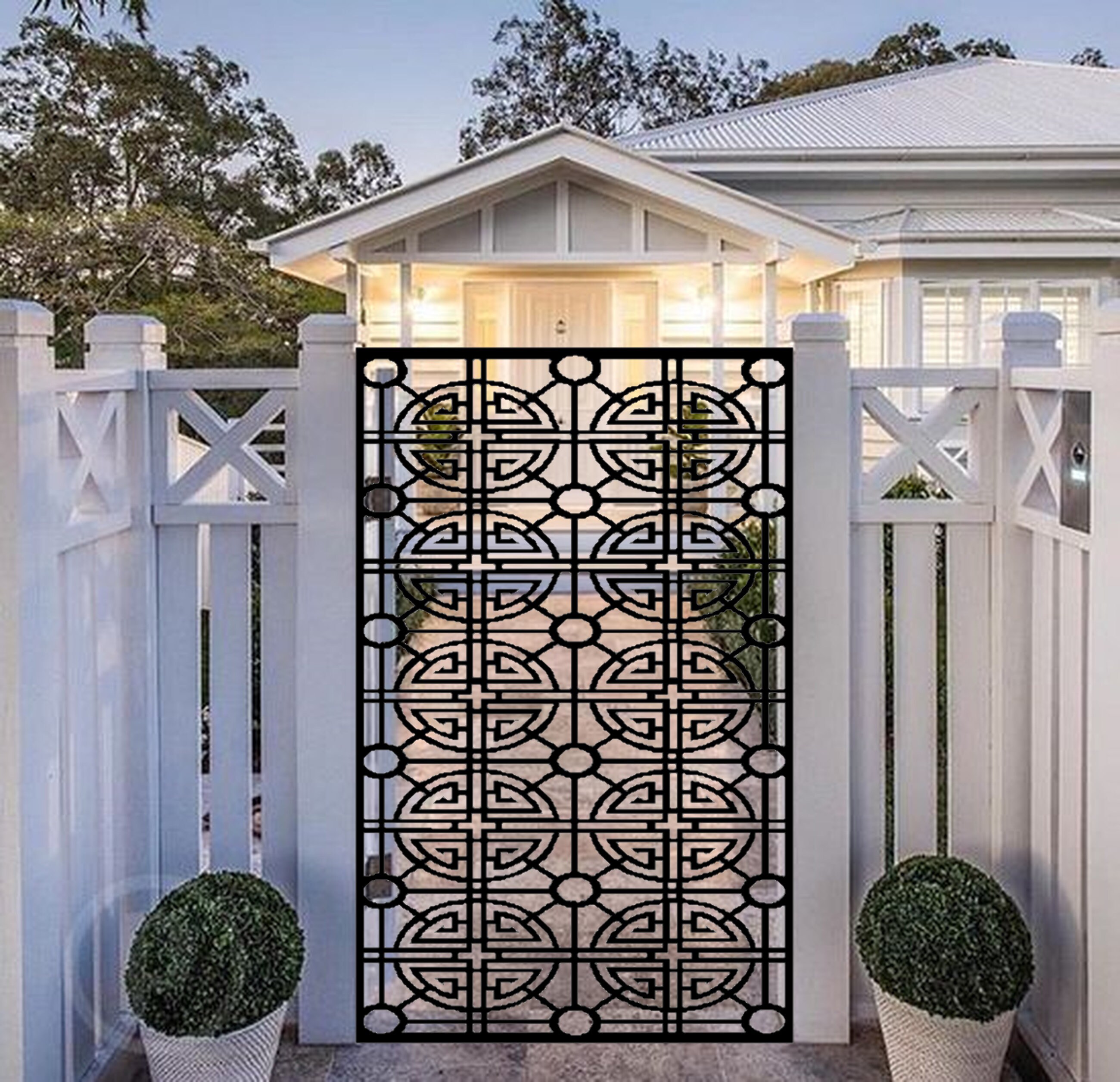 Geometric Metal Garden Gate – Made to Order Custom Steel Gate, Modern ...