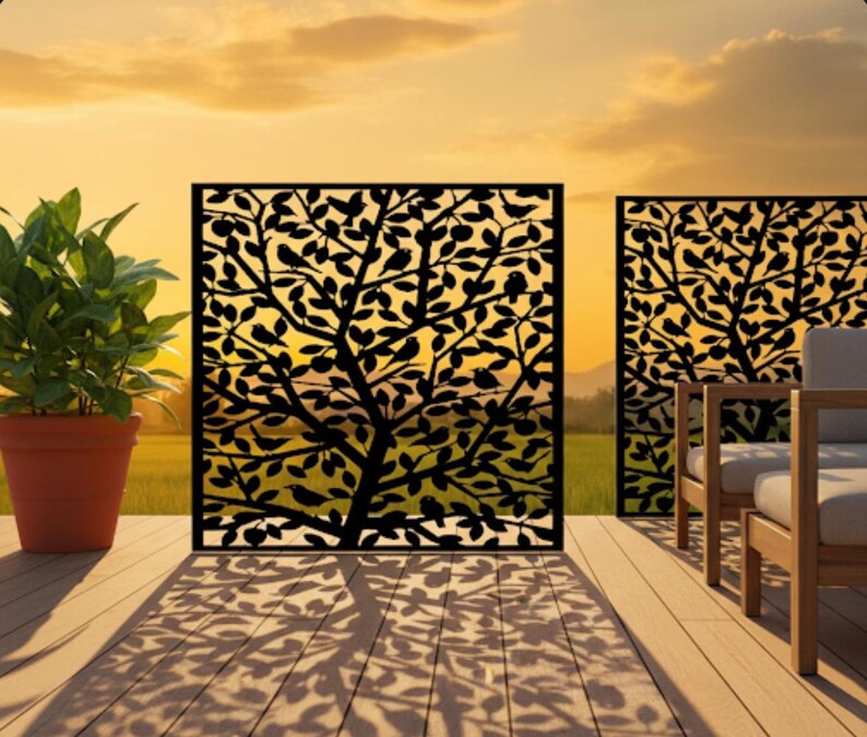 Metal Privacy Screen with Birds | Decorative Steel Panel image 8