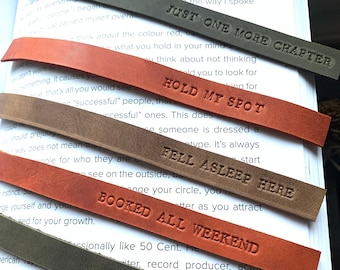 Leather bookmark personalized- book lover gifts, genuine leather hand stamped personalized bookmark gift