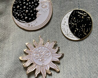 Sun and Moon enamel pins- Sun Moon and constellation pins
