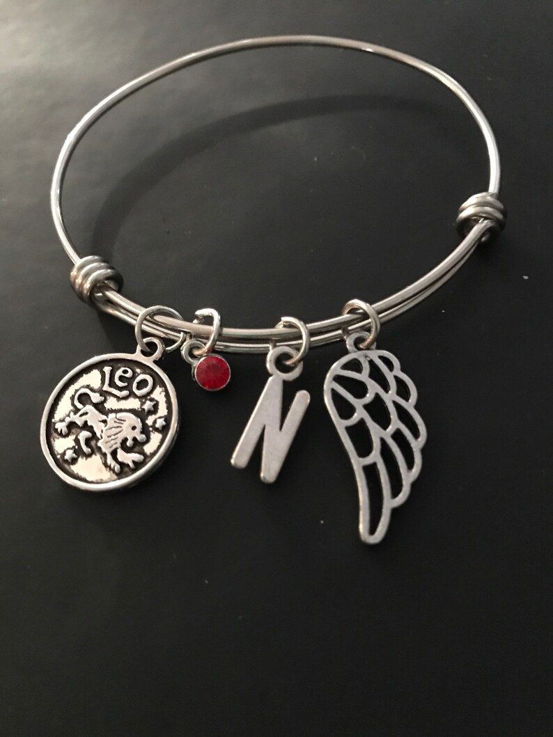 Bangle bracelet adjustable zodiac inspired  gift