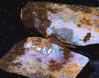 Australian Boulder Opal Split 2 Pieces (ROUGH) 129 grams