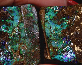 Australian Boulder Opal Split 2 Pieces (ROUGH) 42 grams