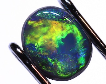 N3 0.42 carats Black Solid Opal Lightning Ridge