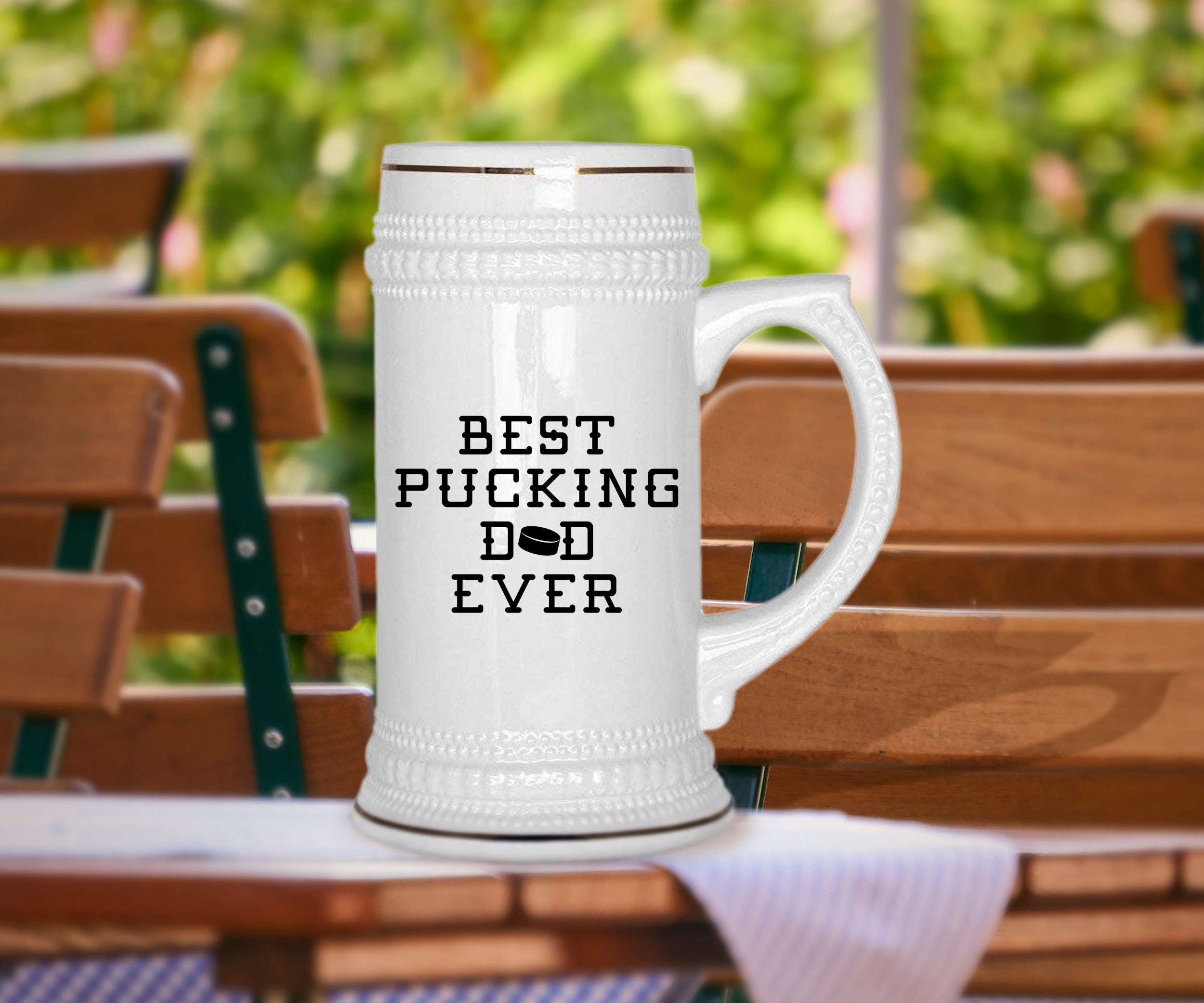 Hockey Dad Beer Mug Best Pucking Dad Gift Hockey Coach Beer Etsy