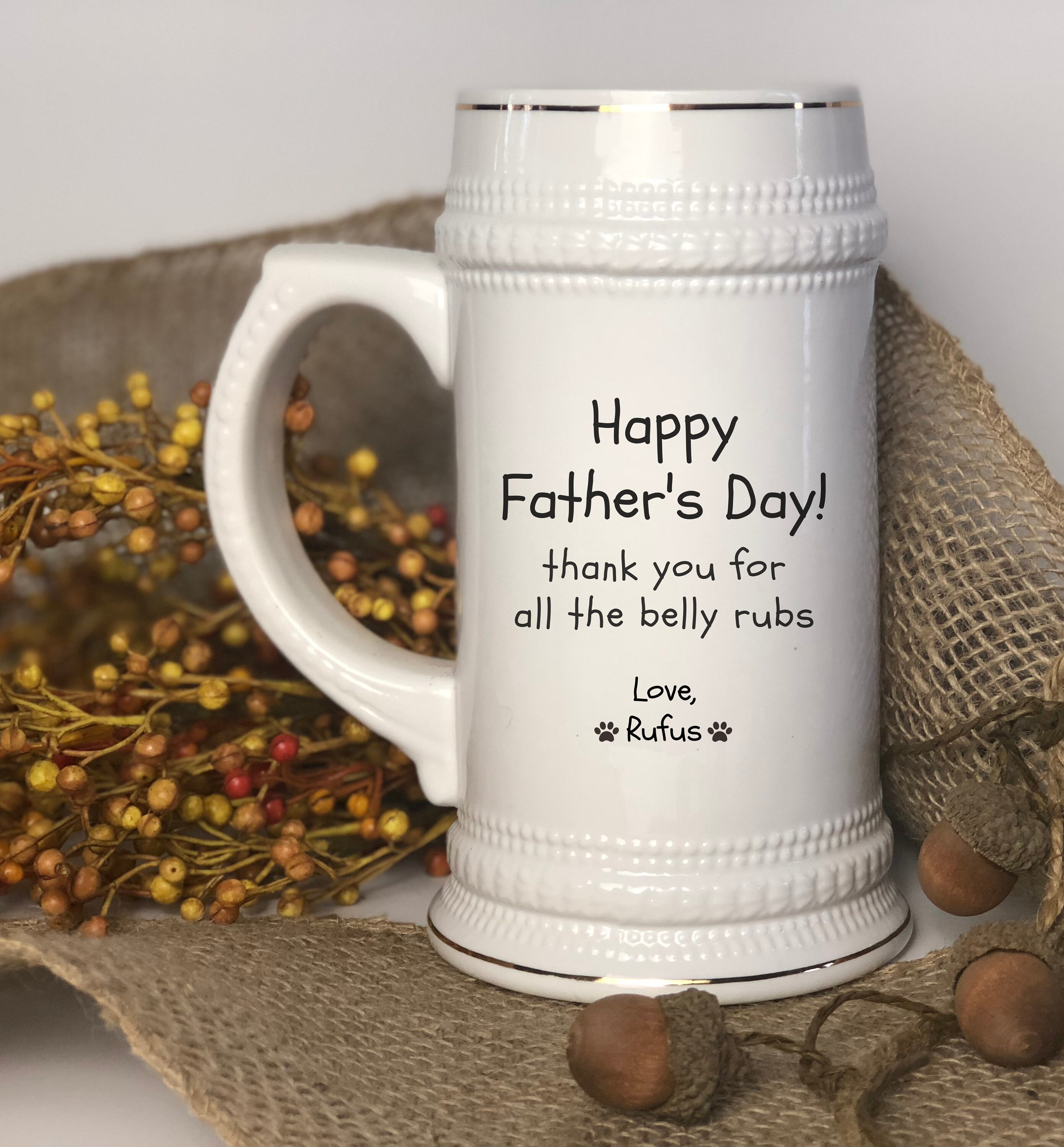Happy Father's Day Beer Mug Dog Dad Beer Stein Fathers Etsy