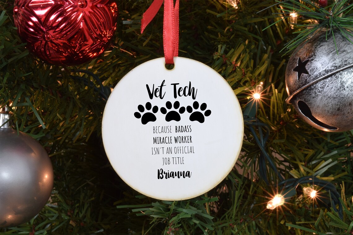 Personalized Vet Tech Christmas Ornaments Funny Vet Tech Etsy