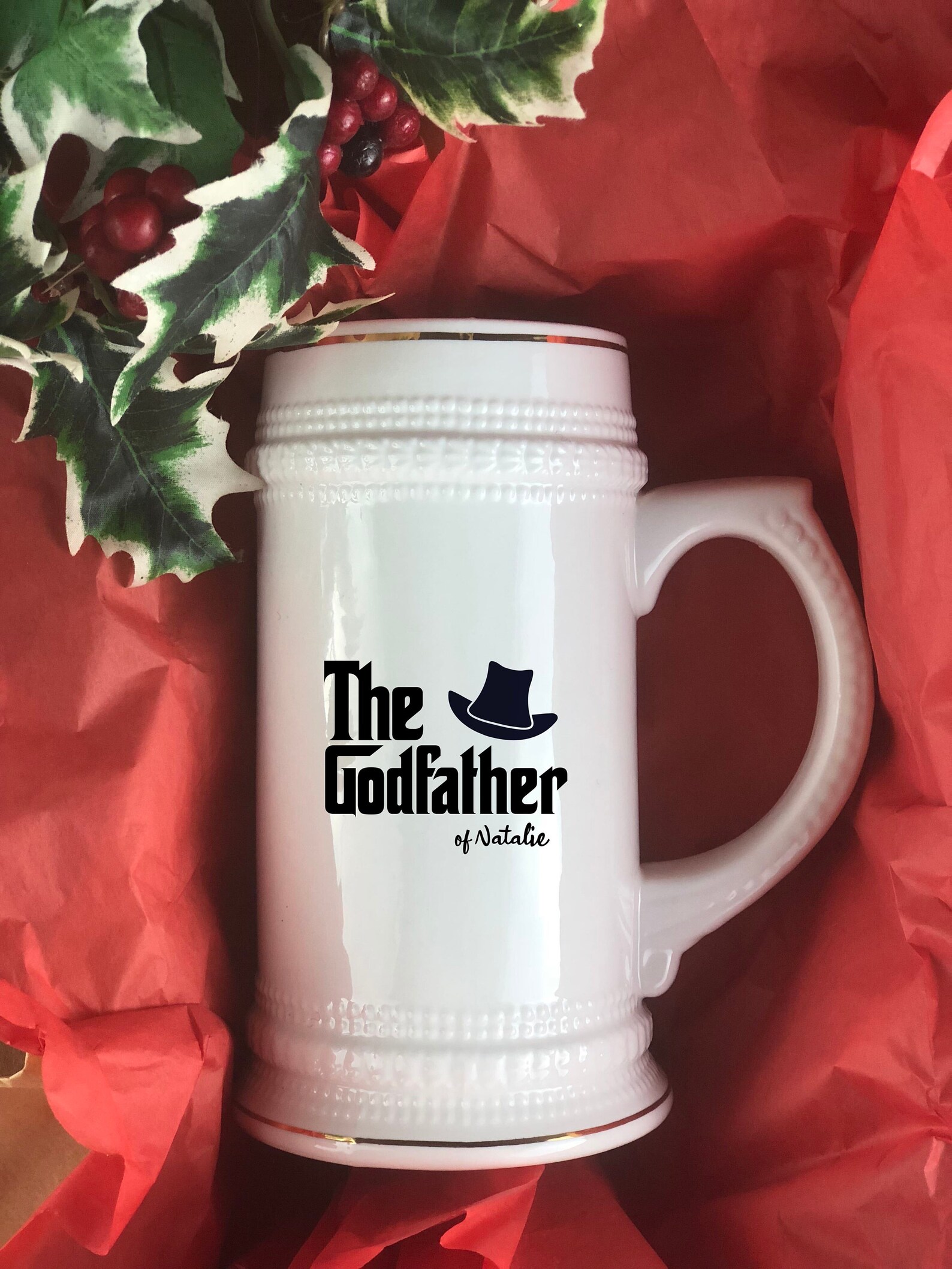 Personalized Godfather Beer Mug Godfather Proposal Gift Etsy
