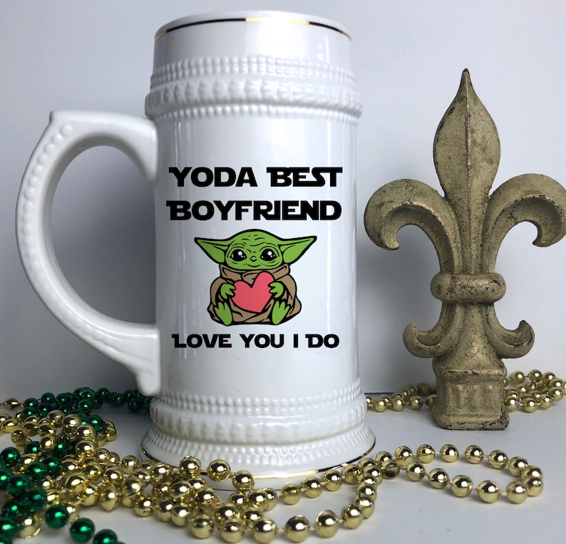 Love You Beer Stein Boyfriend Birthday Beer Gifts Yoda Best Boyfriend Beer Mug Funny Boyfriend Beer Glass