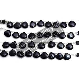 Heart Shape Black Onyx Beads: Natural Gemstone Jewelry Making
