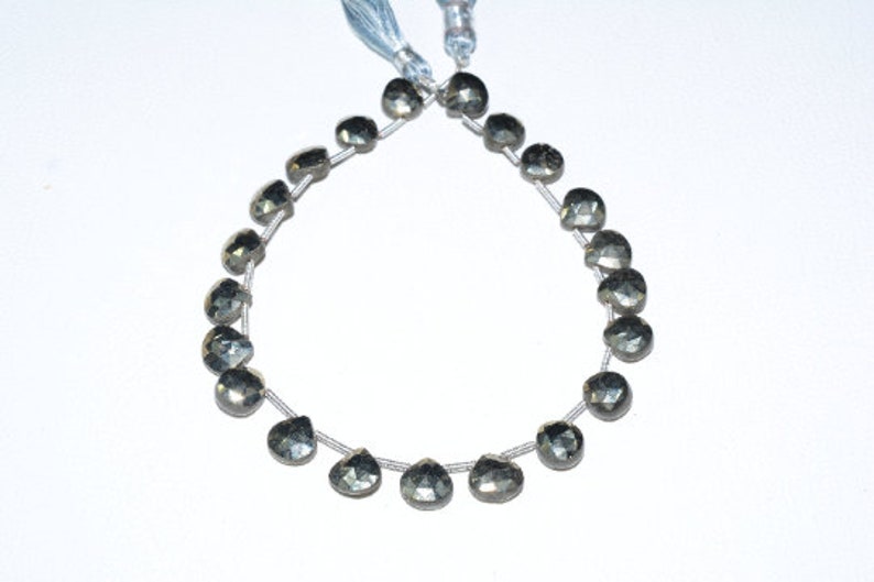 X-1890 Natural Pyrite Gemstone StrandHeart Shape Pyrite Beads 8Inch Faceted Pyrite 1 Strand BrioletteGemstone For Making Jewelry