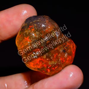 Welo Fire Opal Rough: Natural Ethiopian Gemstone for Jewelry Making (64.5 Ct, 29X27X17 mm)