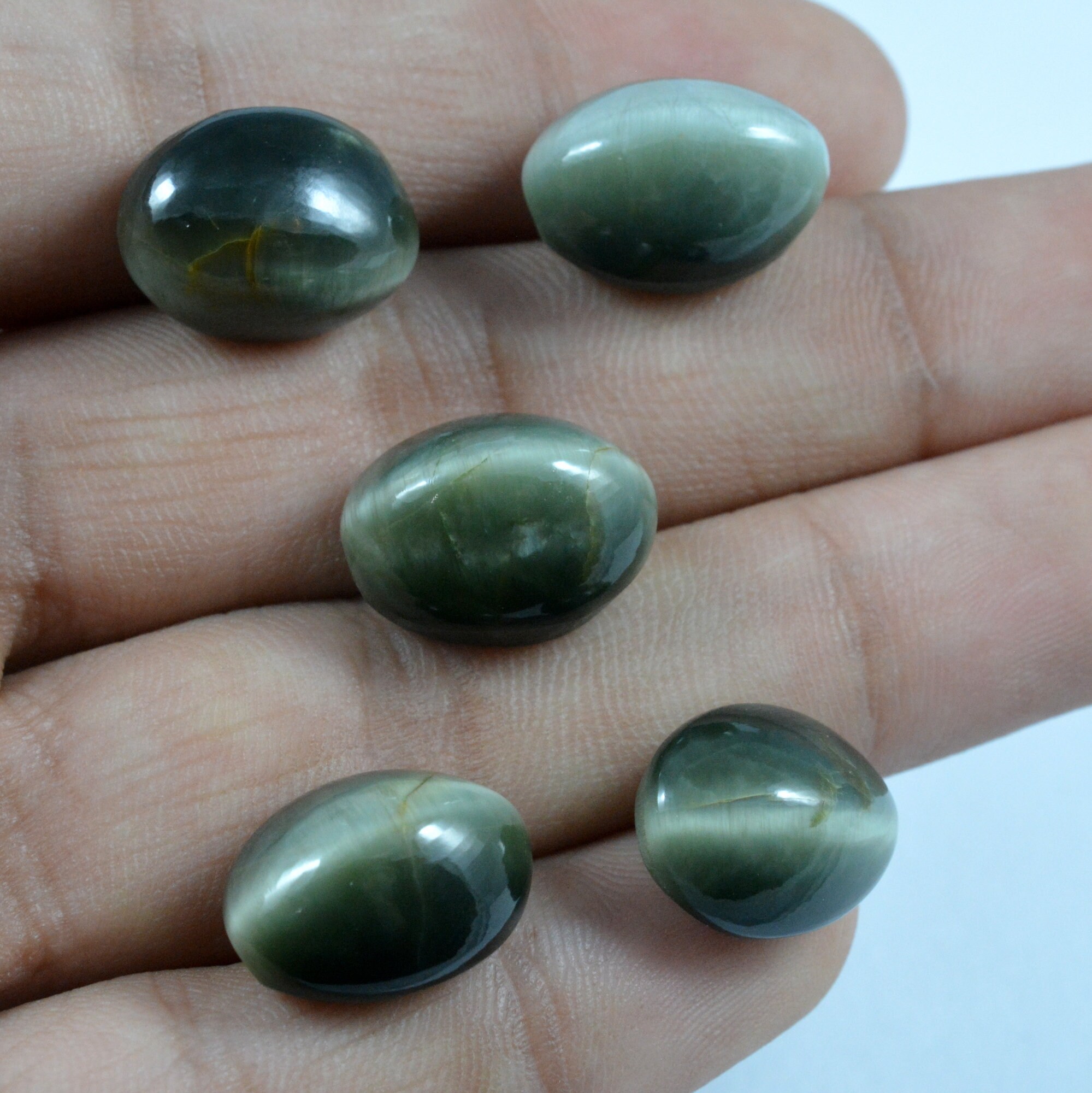 Green Cats Eye Gemstone/Green Cats Eye Cabochon Loose Etsy