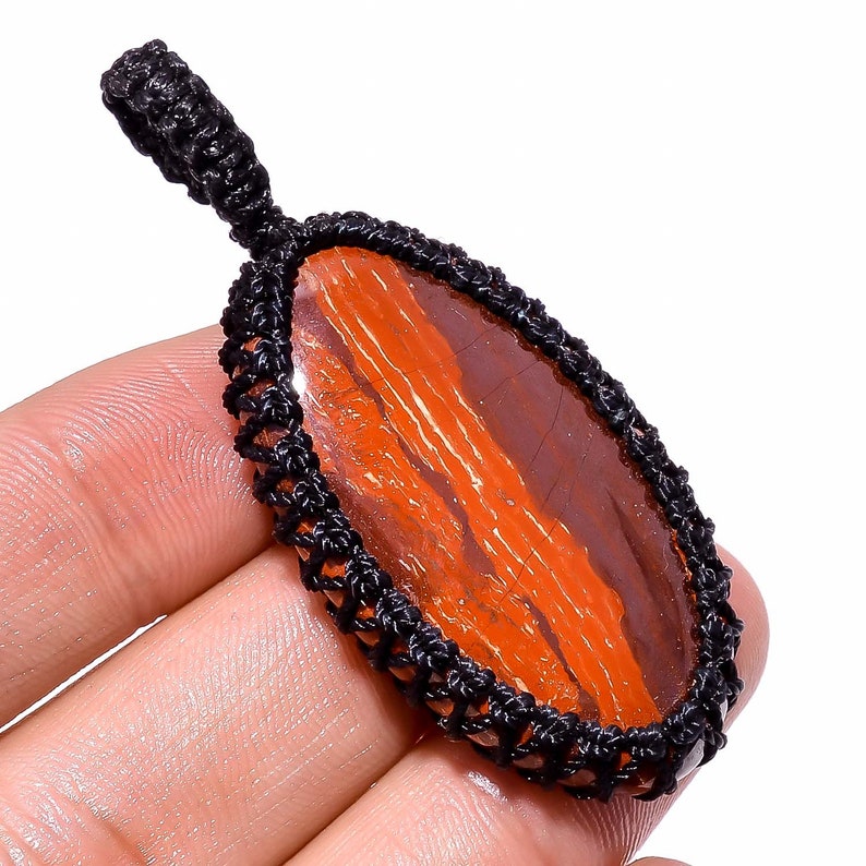 AAA Quality 100/% Natural Incredible Snakeskin Jasper Oval Shape Cabochon Gemstone Handmade Thread Jewelry Macrame Pendant 2.3 N-2687