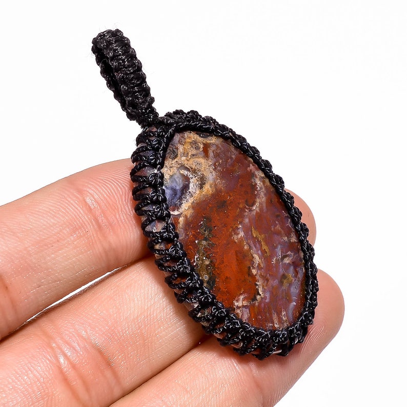 AAA Quality 100/% Natural Red Jasper Oval Shape Cabochon Gemstone Handmade Thread Jewelry Macrame Pendant 2.3 N-2823