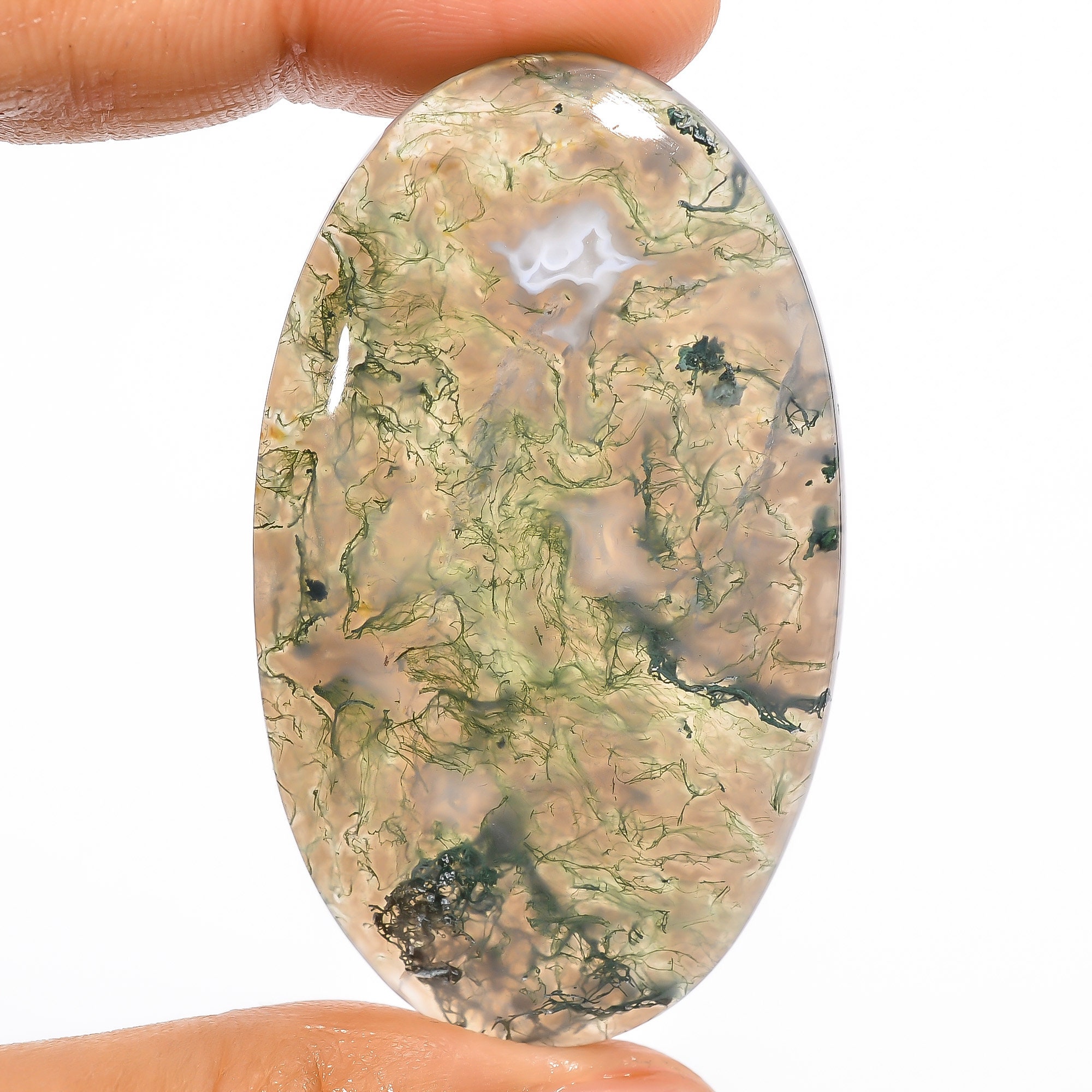 Outstanding Moss Agate Gemstone/Oval Shape Moss Agate/Natural | Etsy