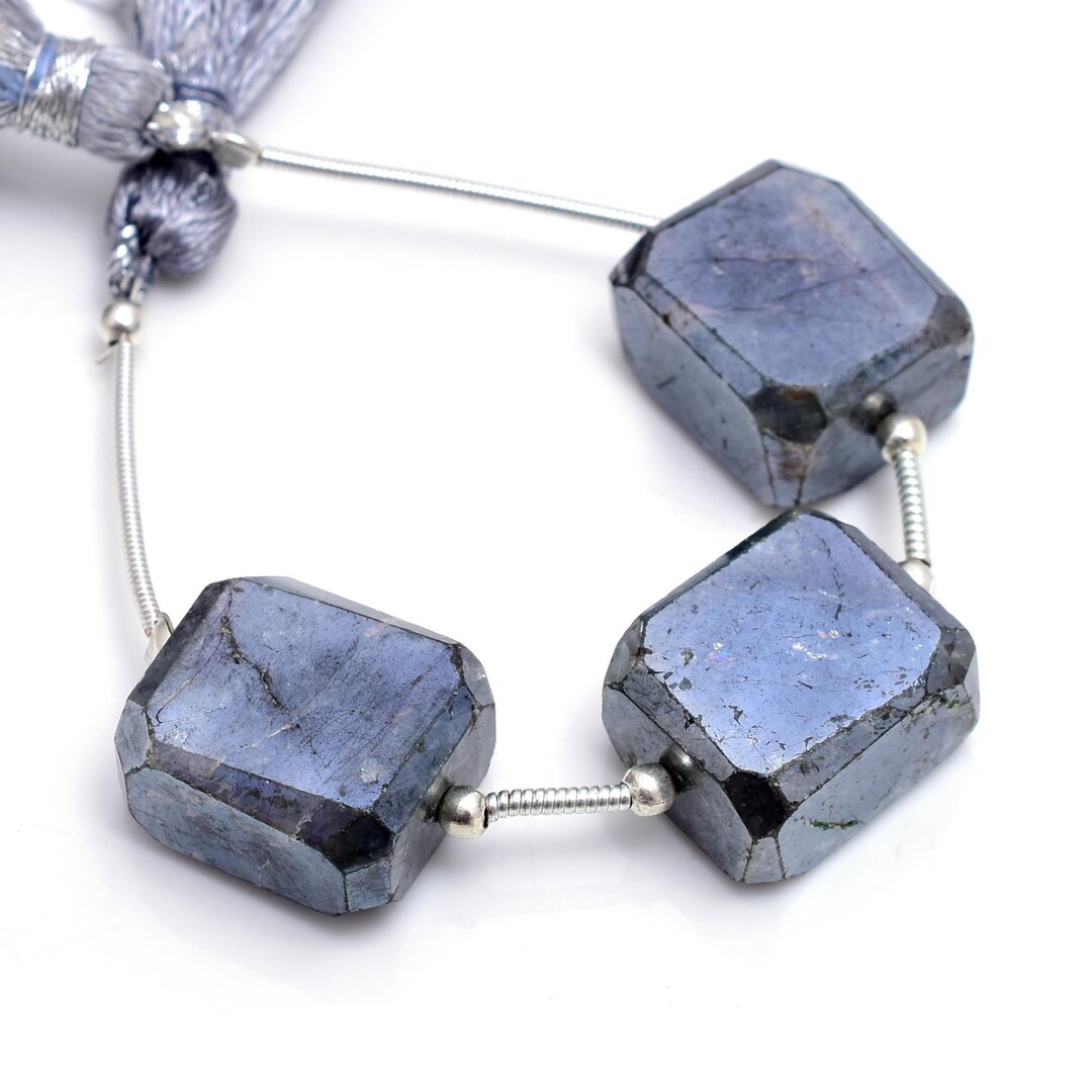 Rectangle Jems Amazing Natural Black Selemon Beads | Faceted Rectangle Gems (14x12mm ...