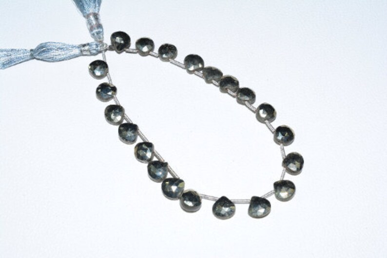 X-1890 Natural Pyrite Gemstone StrandHeart Shape Pyrite Beads 8Inch Faceted Pyrite 1 Strand BrioletteGemstone For Making Jewelry