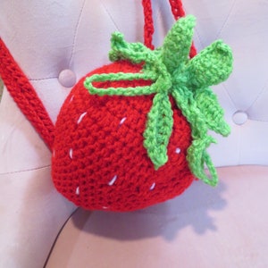 SALE! Strawberry Drawstring Backpack--Sister Gift, Festival Bag, Cute Purse, Boho Bag