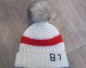 Taylor Beanie, Crochet Beanie with Pom-Pom