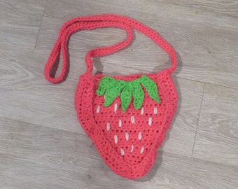 Handmade Crochet Strawberry Purse, Cottagecore Cosplay Bag