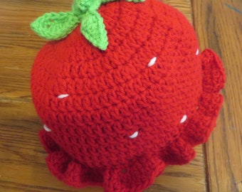 Crochet Strawberry Beret Hat Cap - Etsy