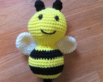 Large Crochet Bee Amigurumi, Stuffed Plush Toy
