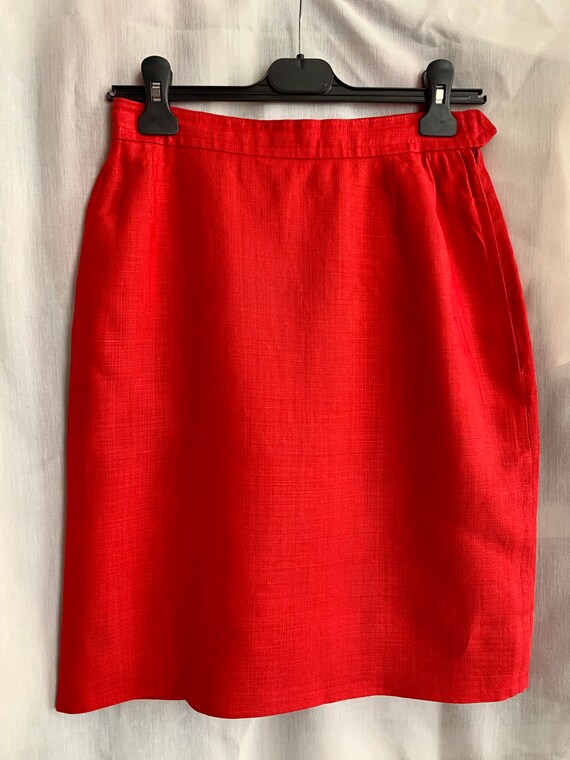 Yves Saint Laurent left bank skirt in red linen