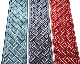 curtain trim tape celtic for drapery, fabric upholstery edging trimming 4 inch 100mm by the yard, designer decorative drape border ribbon
