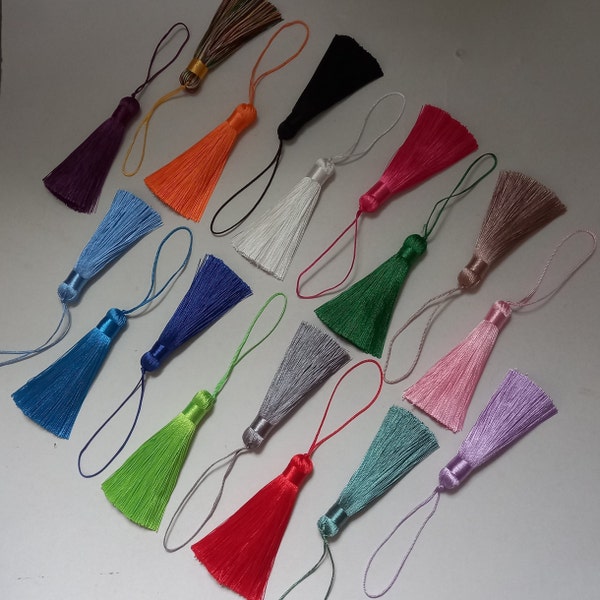 tassel for keychain, silk tassel for bookmark, dresser, key tassel, mala tassel 3 inch 8cm