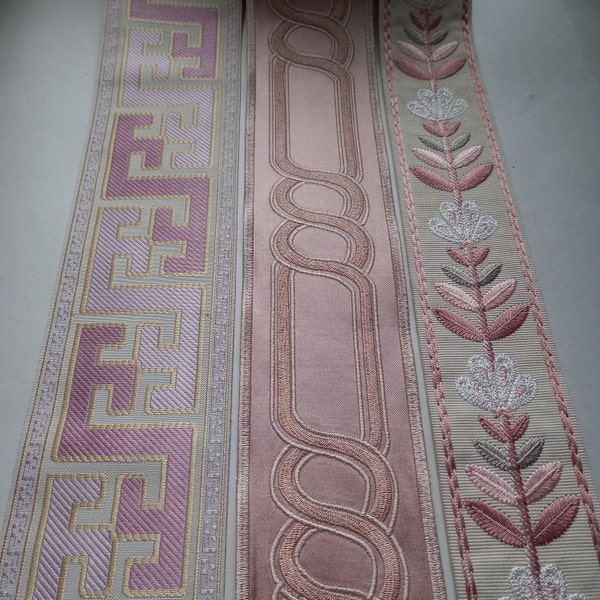 pink trim, pink tape trim, pink fabric curtain trim, pink greek key curtain trim