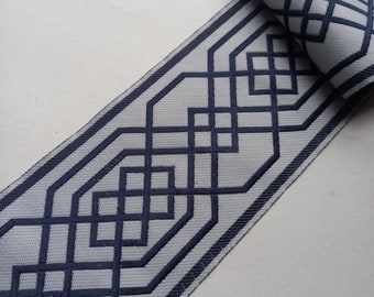 ruban de bordure en tissu bleu marine, coupe de tenture par mètre, broderie de garniture de rembourrage décorative, bordure de bordure de drapé de créateur
