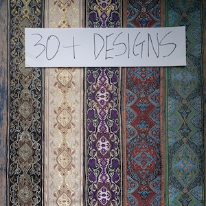 jacquard trim by the yard wide 50mm 60mm 90mm 100mm, jaquard vintage antique renaissance medieval woven trimming 2 inch 3" 4" for sewing