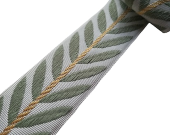 Green Olive Leaf Curtain Trim 1 - 2 Inch: Drapery Fabric Edging Tape