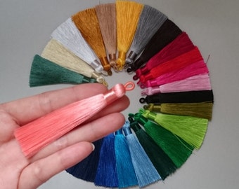 tassel for mala 3 inch, silk tassel 80mm, small bead tassle
