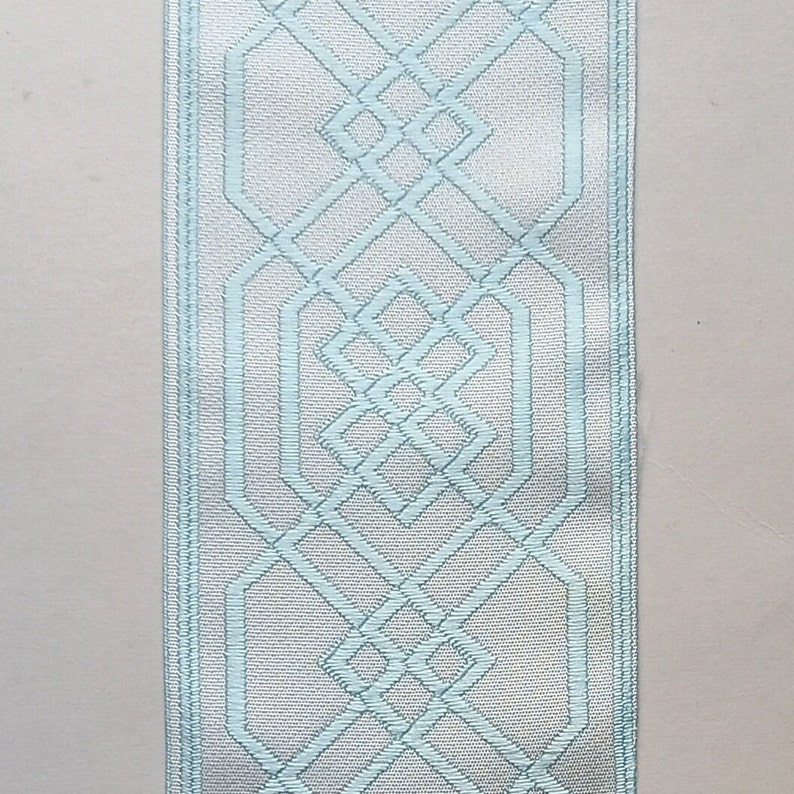 brown curtain trim, geometric fabric trim, blue drapery tape by the yard, neutral tan tape thiabut for drape #1 light blue 90mm