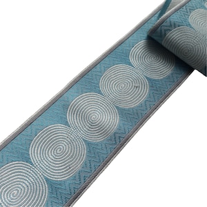 fabric trim for curtains drapery drape blue circle by the yard, 70mm 2 3/4 inch designer upholstery edging ribbon tape trimming