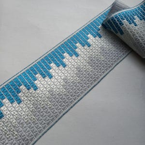 light blue fabric trim striped for curtain drapery drape roman shade, decorative upholstery border edging ribbon trimming tape 3 1/2&quot; 80mm
