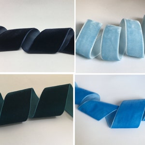 blauw fluwelen lint marineblauw, groenblauw, licht, stoffig, donker, baby, koninklijk, frans, turquoise kersthaarcadeau trim werf breed dik 1, 1,5, 2 inch