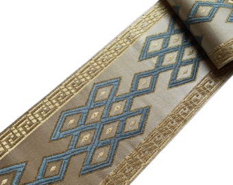 curtain trim tape blue diamond for drapery, fabric trimming ribbon for border by the yard, upholstery decorative trim
