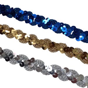 metallic sequin ribbon trim iridescent scallop wide 15mm by the yard